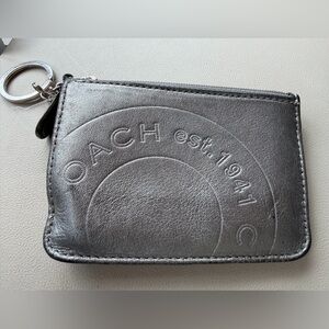 Coach Silver Metallic Foil Keychain Pouch Coin Holder